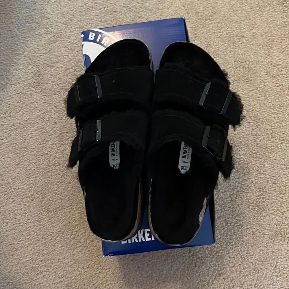 Birkenstock Fur Black 38 New